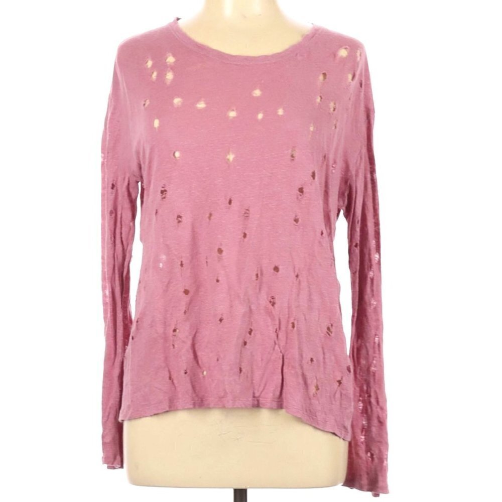 IRO Marvina Liza Linen Distressed Long Sleeve Top